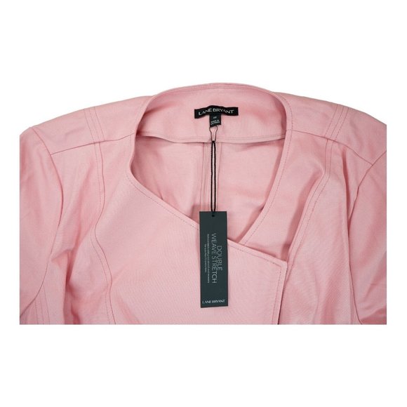 NWT $90 Lane Bryant Moto Blazer Plus Sz 22 Pink Zip Up Ruffled Peplum Jacket - Picture 4 of 5